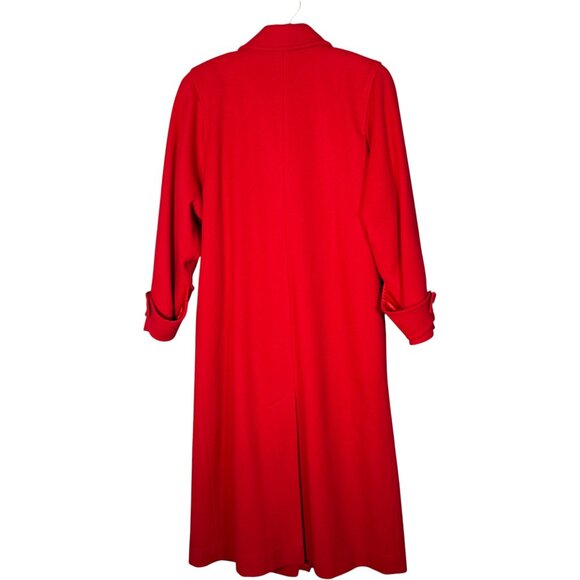 Vintage Irene Hill 100% Wool Red Coat Long Military Style Double Breasted M - Picture 2 of 8
